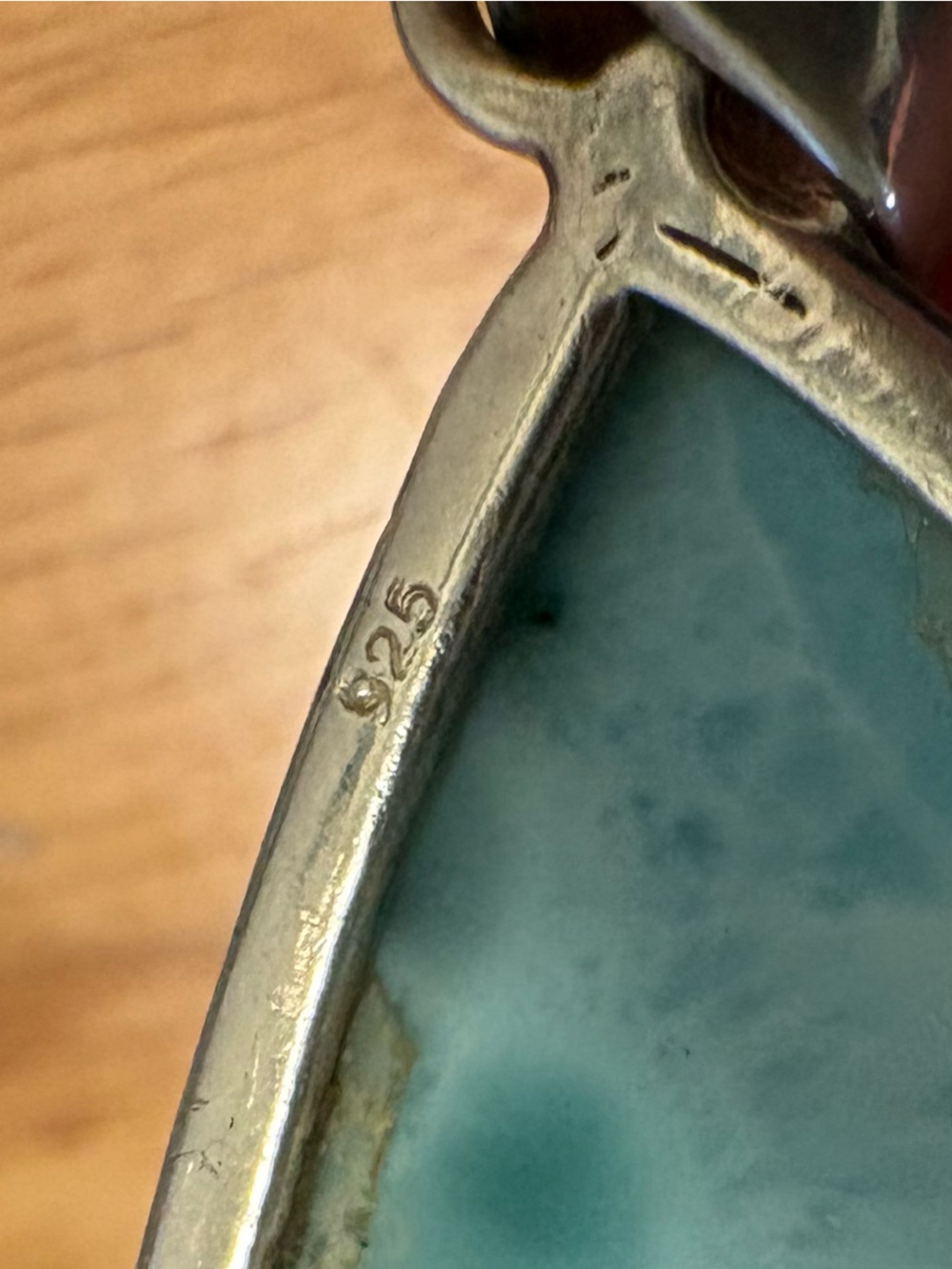 Stunning triangularSterling Silver genuine Larimar Pendant - Light Blue- rare - Picture 4 of 7